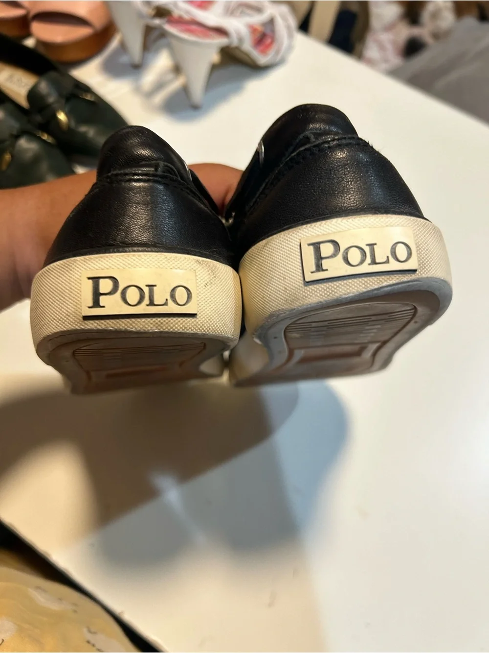 Polo by Ralph Lauren Black Leather Moccasin Boat Shoes